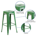 Newark Series 30" High Backless Metal Bar Height Stool with Square Seat for Indoor-Outdoor Use