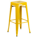 Newark Series 30" High Backless Metal Bar Height Stool with Square Seat for Indoor-Outdoor Use