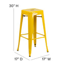 Newark Series 30" High Backless Metal Bar Height Stool with Square Seat for Indoor-Outdoor Use