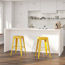 Newark Series 30" High Backless Metal Bar Height Stool with Square Seat for Indoor-Outdoor Use