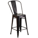 Dothan Series 24" High Metal Counter Height Stool with Removable Back for Indoor-Outdoor Use