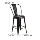 Dothan Series 24" High Metal Counter Height Stool with Removable Back for Indoor-Outdoor Use