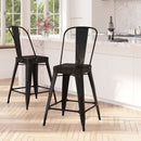 Dothan Series 24" High Metal Counter Height Stool with Removable Back for Indoor-Outdoor Use