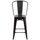 Dothan Series 24" High Metal Counter Height Stool with Removable Back for Indoor-Outdoor Use