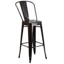 Dothan Series 30" High Metal Bar Height Stool with Removable Back for Indoor-Outdoor Use
