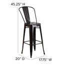 Dothan Series 30" High Metal Bar Height Stool with Removable Back for Indoor-Outdoor Use