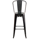 Dothan Series 30" High Metal Bar Height Stool with Removable Back for Indoor-Outdoor Use