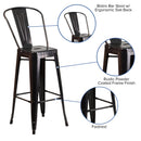 Dothan Series 30" High Metal Bar Height Stool with Removable Back for Indoor-Outdoor Use
