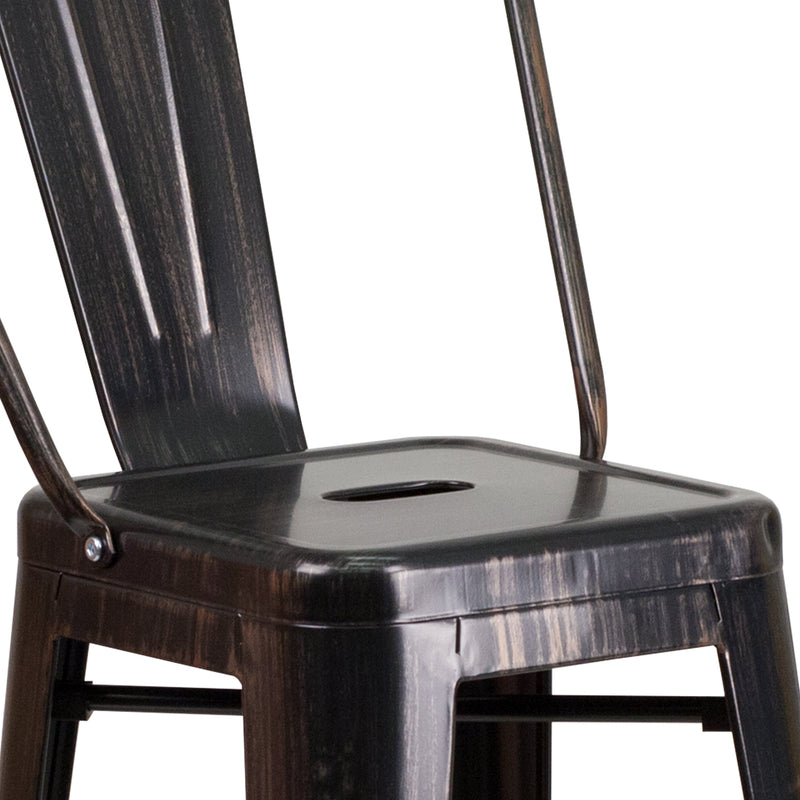 Dothan Series 30" High Metal Bar Height Stool with Removable Back for Indoor-Outdoor Use