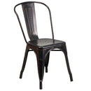 Amsterdam Metal Dining Chair With Curved Vertical Slatted Back And Square Seat