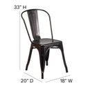 Amsterdam Metal Dining Chair With Curved Vertical Slatted Back And Square Seat
