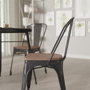 Amsterdam Metal Dining Chair With Curved Vertical Slatted Back And Square Seat