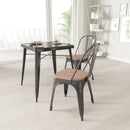 Amsterdam Metal Dining Chair With Curved Vertical Slatted Back And Square Seat