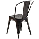 Amsterdam Metal Dining Chair With Curved Vertical Slatted Back And Square Seat