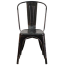 Amsterdam Metal Dining Chair With Curved Vertical Slatted Back And Square Seat