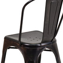 Amsterdam Metal Dining Chair With Curved Vertical Slatted Back And Square Seat