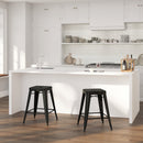 Newark Series 24" High Backless Metal Counter Height Stool with Square Seat for Indoor-Outdoor Use