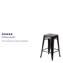Newark Series 24" High Backless Metal Counter Height Stool with Square Seat for Indoor-Outdoor Use