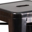 Newark Series 24" High Backless Metal Counter Height Stool with Square Seat for Indoor-Outdoor Use