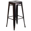 Newark Series 30" High Backless Metal Bar Height Stool with Square Seat for Indoor-Outdoor Use