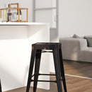 Newark Series 30" High Backless Metal Bar Height Stool with Square Seat for Indoor-Outdoor Use