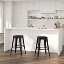 Newark Series 30" High Backless Metal Bar Height Stool with Square Seat for Indoor-Outdoor Use