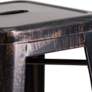 Newark Series 30" High Backless Metal Bar Height Stool with Square Seat for Indoor-Outdoor Use