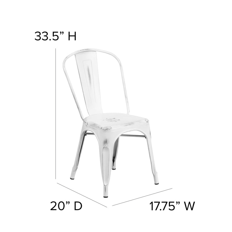 Banks Indoor/Outdoor Stacking Metal Dining Chair with Single Slat Back and Distressed Powder Coated Finish