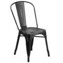 Banks Indoor/Outdoor Stacking Metal Dining Chair with Single Slat Back and Distressed Powder Coated Finish