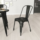 Banks Indoor/Outdoor Stacking Metal Dining Chair with Single Slat Back and Distressed Powder Coated Finish