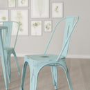 Banks Indoor/Outdoor Stacking Metal Dining Chair with Single Slat Back and Distressed Powder Coated Finish