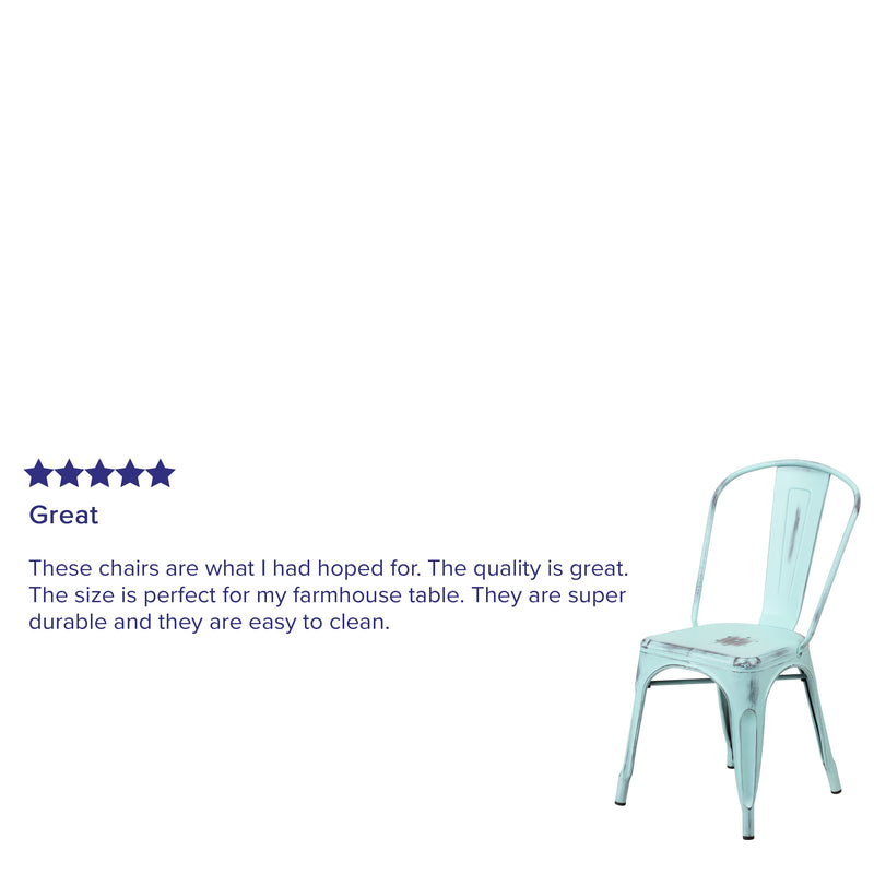 Banks Indoor/Outdoor Stacking Metal Dining Chair with Single Slat Back and Distressed Powder Coated Finish