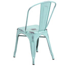 Banks Indoor/Outdoor Stacking Metal Dining Chair with Single Slat Back and Distressed Powder Coated Finish