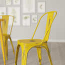 Banks Indoor/Outdoor Stacking Metal Dining Chair with Single Slat Back and Distressed Powder Coated Finish