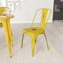 Banks Indoor/Outdoor Stacking Metal Dining Chair with Single Slat Back and Distressed Powder Coated Finish