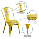 Banks Indoor/Outdoor Stacking Metal Dining Chair with Single Slat Back and Distressed Powder Coated Finish