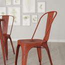 Banks Indoor/Outdoor Stacking Metal Dining Chair with Single Slat Back and Distressed Powder Coated Finish