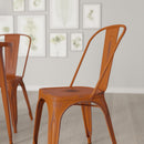 Banks Indoor/Outdoor Stacking Metal Dining Chair with Single Slat Back and Distressed Powder Coated Finish