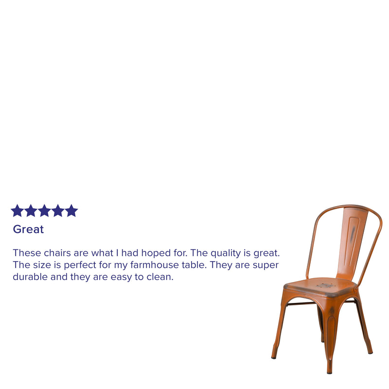 Banks Indoor/Outdoor Stacking Metal Dining Chair with Single Slat Back and Distressed Powder Coated Finish