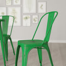 Banks Indoor/Outdoor Stacking Metal Dining Chair with Single Slat Back and Distressed Powder Coated Finish