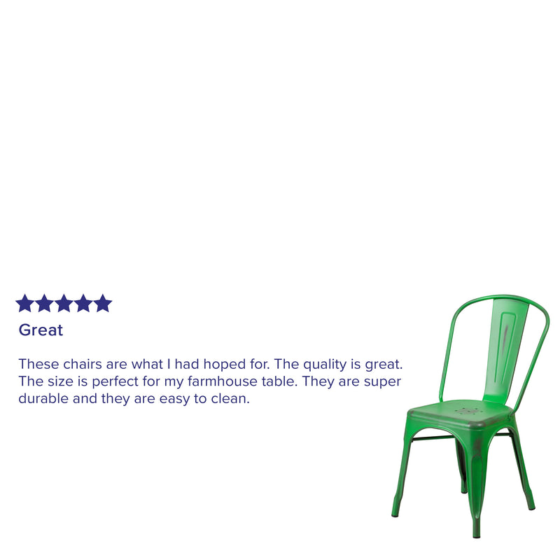 Banks Indoor/Outdoor Stacking Metal Dining Chair with Single Slat Back and Distressed Powder Coated Finish