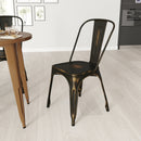 Banks Indoor/Outdoor Stacking Metal Dining Chair with Single Slat Back and Distressed Powder Coated Finish