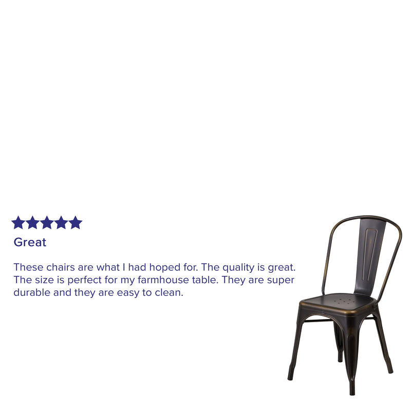 Banks Indoor/Outdoor Stacking Metal Dining Chair with Single Slat Back and Distressed Powder Coated Finish