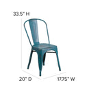 Banks Indoor/Outdoor Stacking Metal Dining Chair with Single Slat Back and Distressed Powder Coated Finish