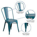 Banks Indoor/Outdoor Stacking Metal Dining Chair with Single Slat Back and Distressed Powder Coated Finish
