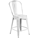 Sabine 24" Metal Indoor-Outdoor Counter Stool with Vertical Slat Back and Integrated Footrest
