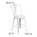 Sabine 24" Metal Indoor-Outdoor Counter Stool with Vertical Slat Back and Integrated Footrest