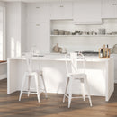 Sabine 24" Metal Indoor-Outdoor Counter Stool with Vertical Slat Back and Integrated Footrest