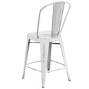 Sabine 24" Metal Indoor-Outdoor Counter Stool with Vertical Slat Back and Integrated Footrest