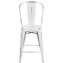 Sabine 24" Metal Indoor-Outdoor Counter Stool with Vertical Slat Back and Integrated Footrest